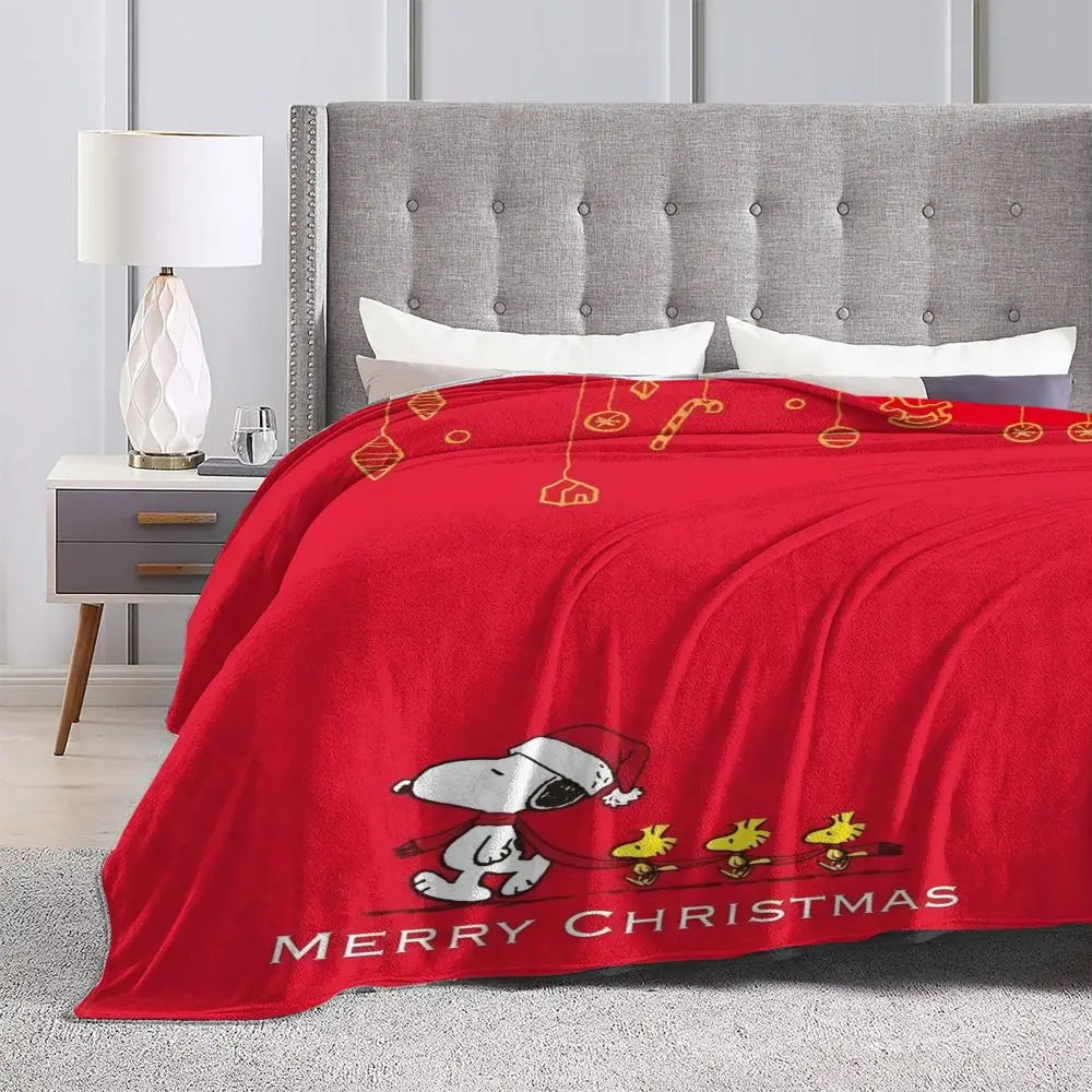 Peanuts Snoopy Christmas Knitted Fleece Throw Snoopy Blanket