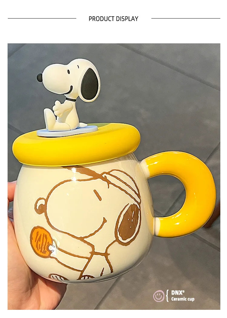 2025 New Ceramic Mug With Straw Snoopy Cup