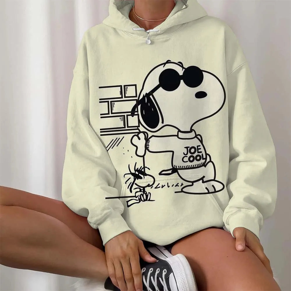 Casual Women Round Neck Snoopy Hoodie