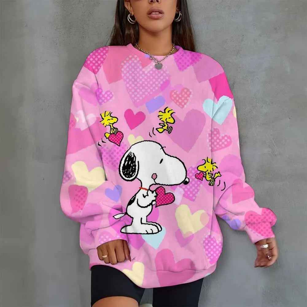 Women Oversized Hoodie O-Neck Snoopy Hoodie