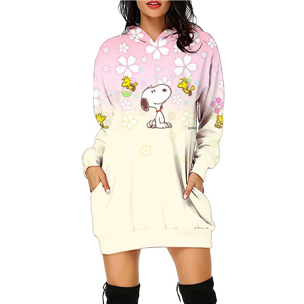 Xmas Casual Long Sleeve Hooded Snoopy Print Snoopy Shirt