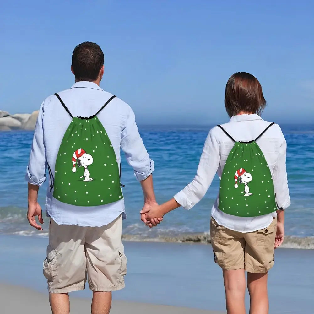 Snoopy Backpack Drawstring Sack Christmas Polyester
