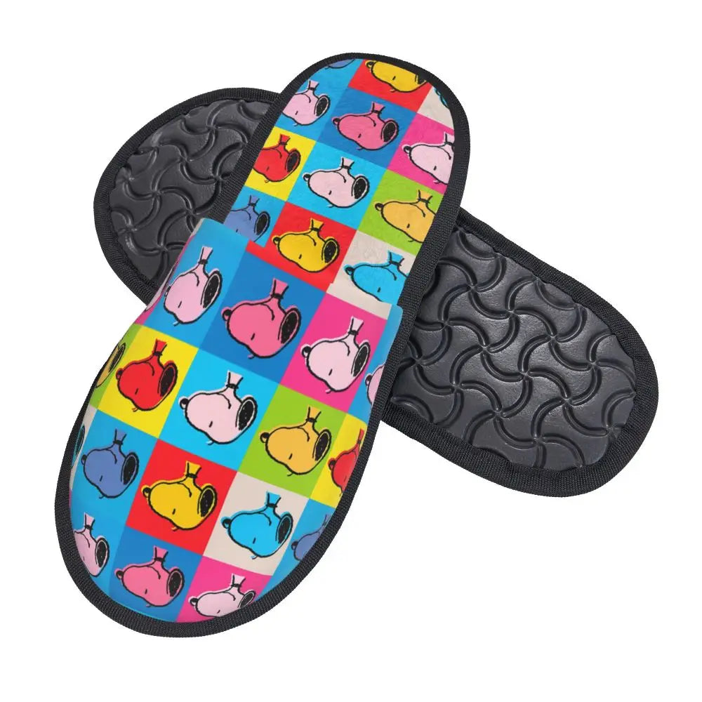 Memory Foam Pattern Slippers Faux Fur Snoopy Slippers