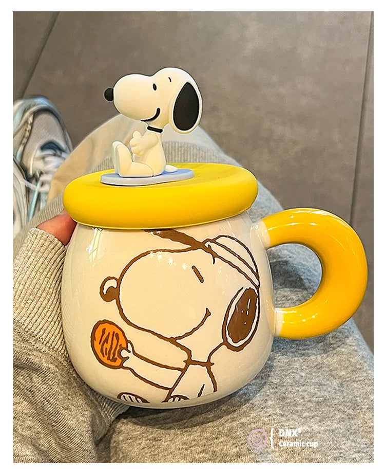 2025 New Ceramic Mug With Straw Snoopy Cup