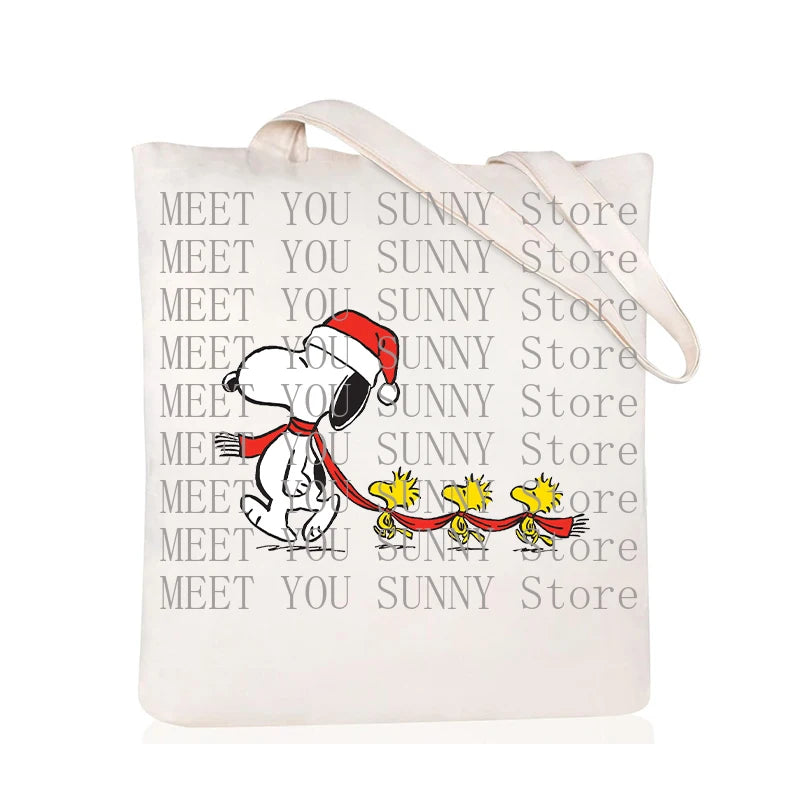 Snoopy Backpack Cartoon Christmas Canvas Tote Large