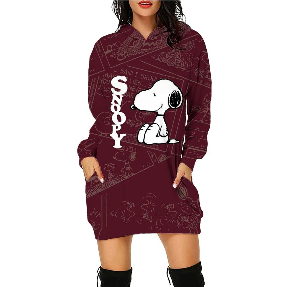 Xmas Casual Long Sleeve Hooded Snoopy Print Snoopy Shirt