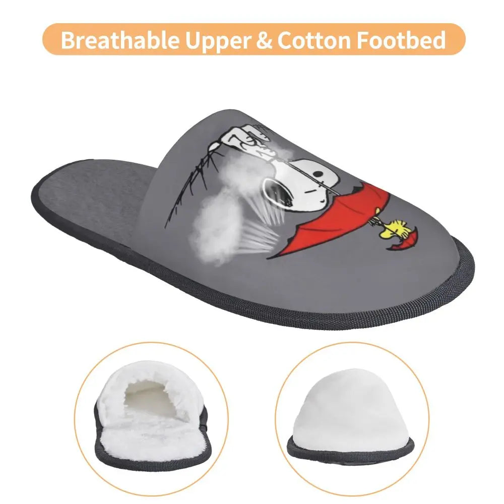 Memory Foam Pattern Slippers Faux Fur Snoopy Slippers