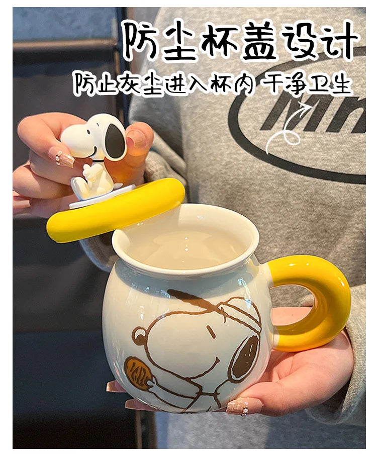 2025 New Ceramic Mug With Straw Snoopy Cup
