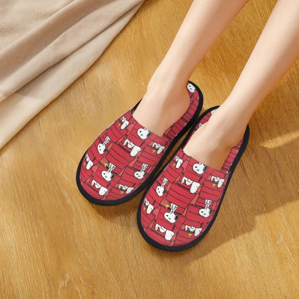 Memory Foam Pattern Slippers Faux Fur Snoopy Slippers