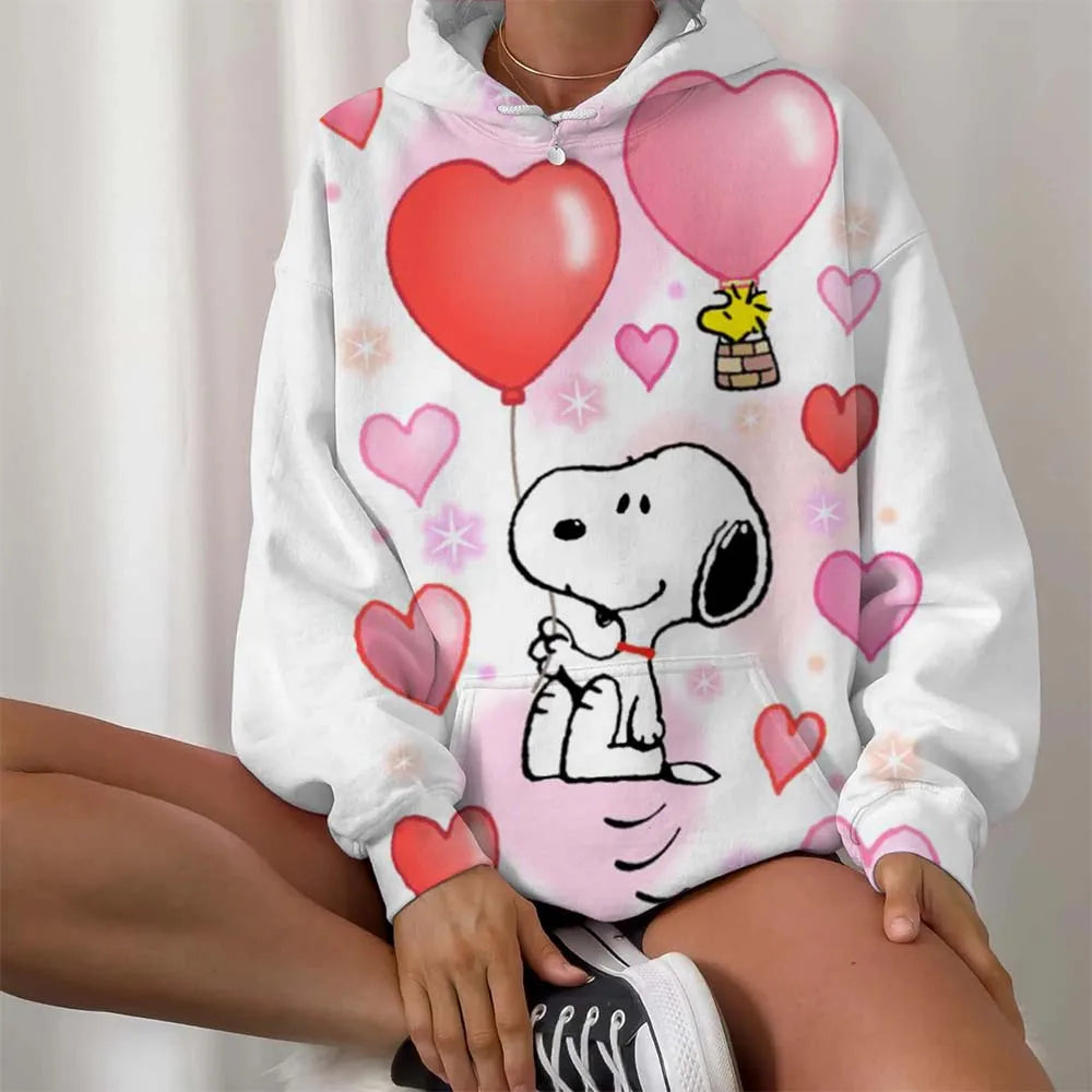 Casual Women Round Neck Snoopy Hoodie