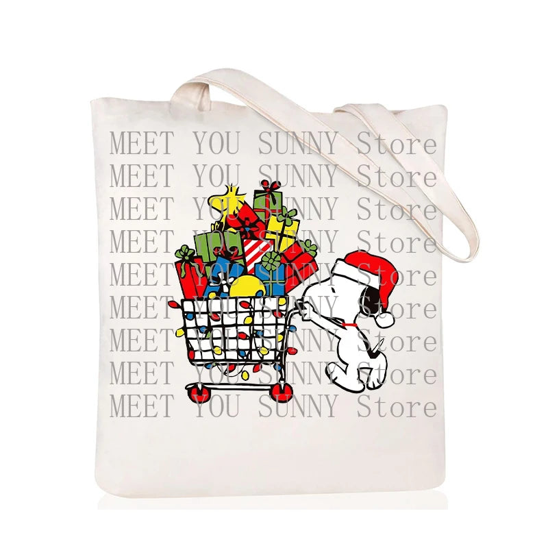 Snoopy Backpack Cartoon Christmas Canvas Tote Large