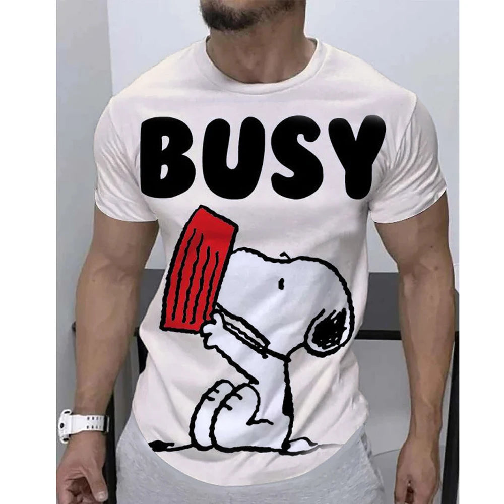 Joe Cool Print Breathable Round Neck Snoopy Shirt