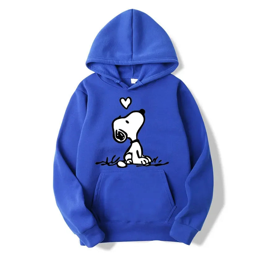 Unisex Fleece Hooded Sweatshirt Pullover Snoopy Hoodie
