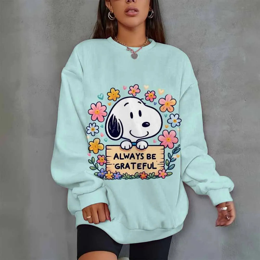 Women Oversized Hoodie O-Neck Snoopy Hoodie
