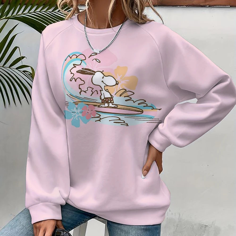 Women's Round Neck Cartoon 2024 Spring Snoopy Hoodie