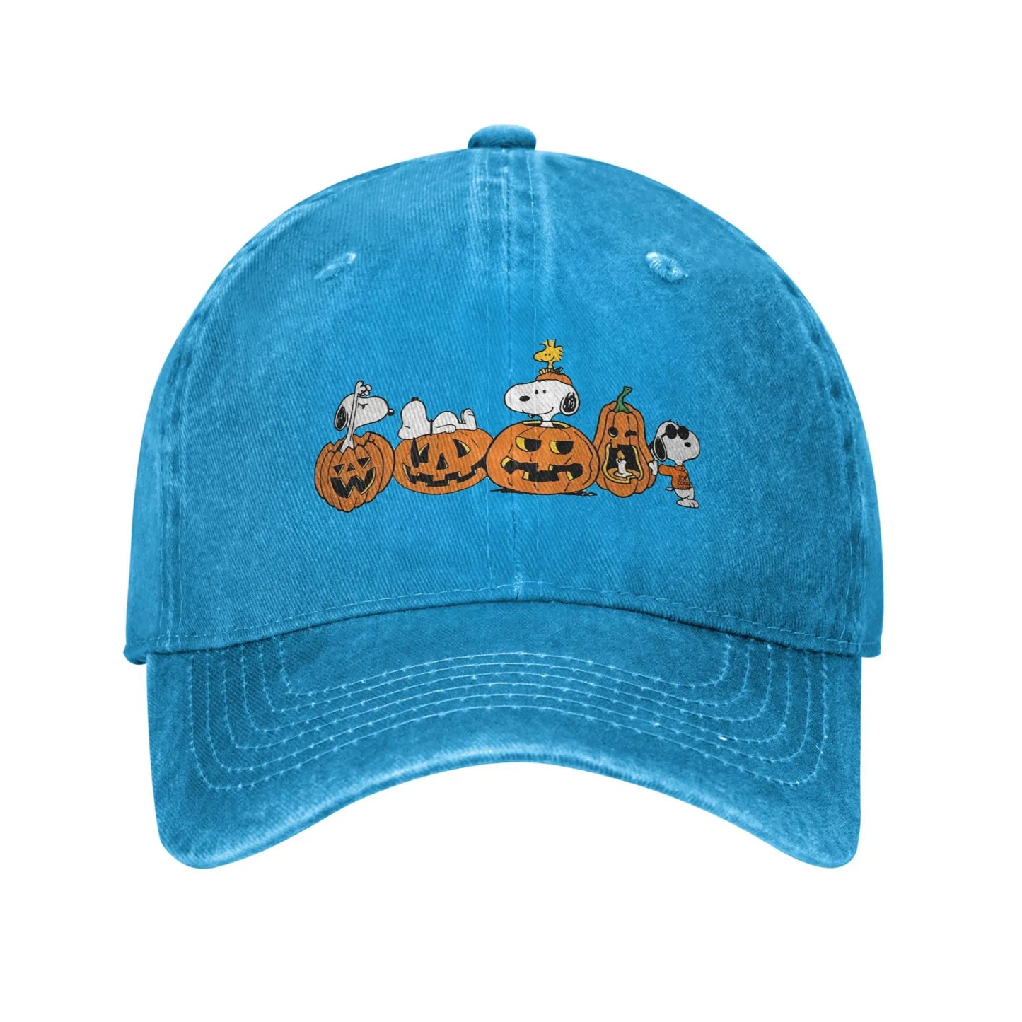 Black Halloween Pumpkin Washed Snoopy Hat