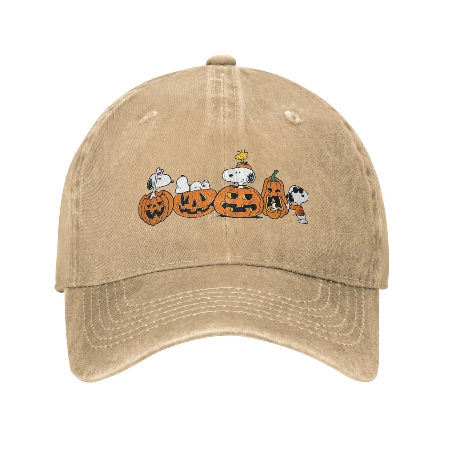 Black Halloween Pumpkin Washed Snoopy Hat