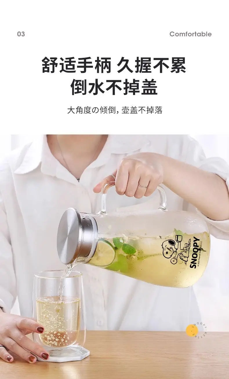 1500 ml Glass Water Jug Snoopy Cup