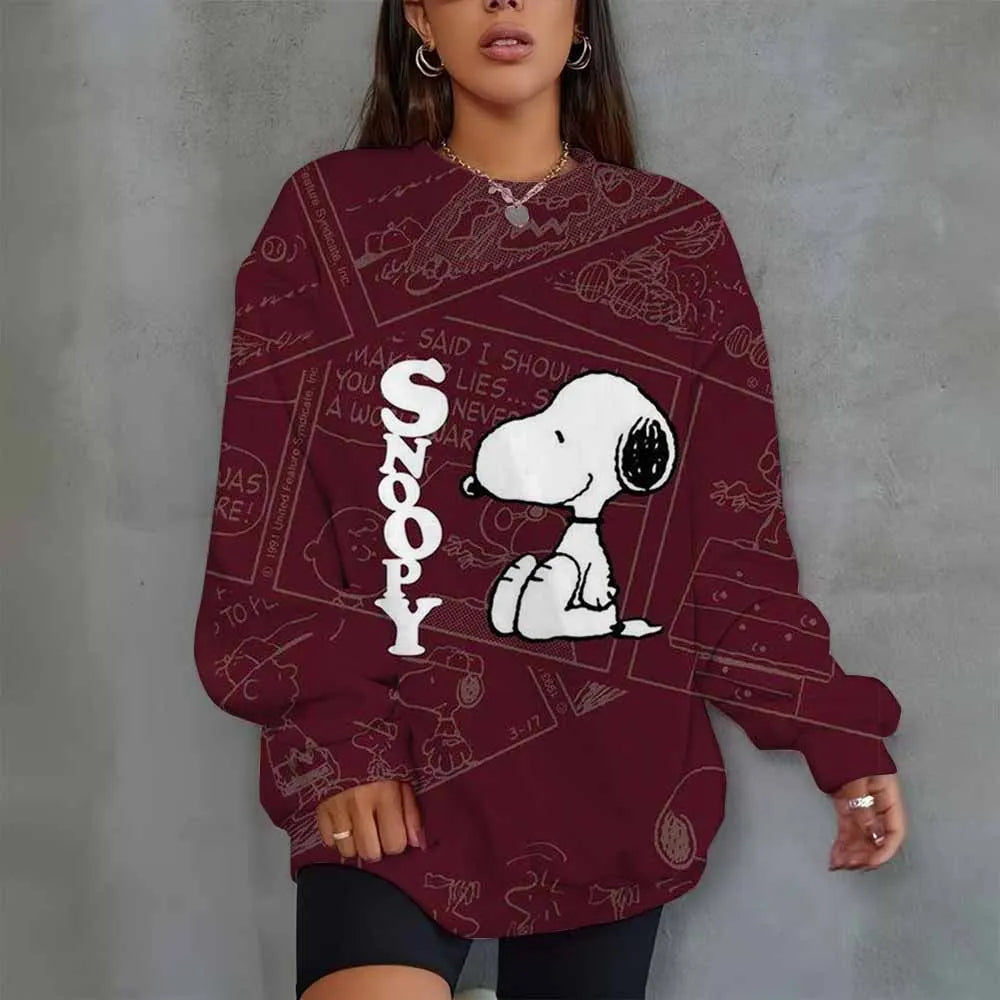 Women Oversized Hoodie O-Neck Snoopy Hoodie