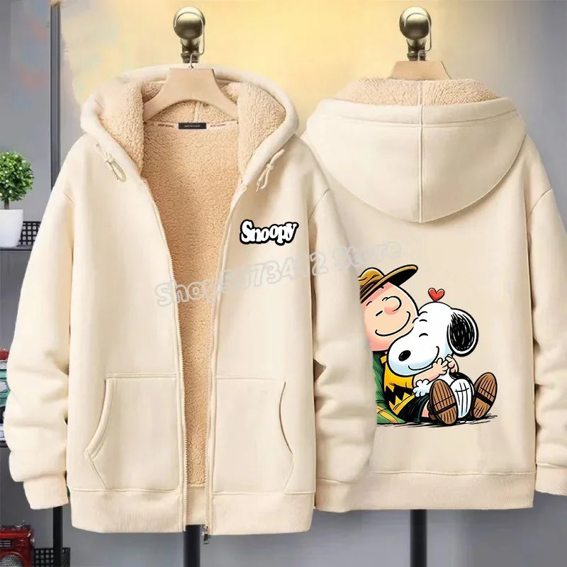 Women Zip Cartoon Sweatshirt Snoopy Hoodie