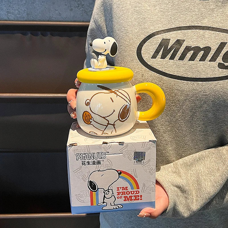 2025 New Ceramic Mug With Straw Snoopy Cup
