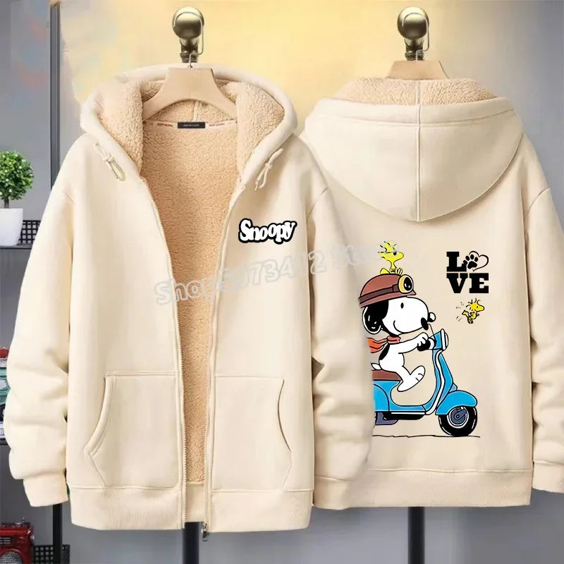 Women Zip Cartoon Sweatshirt Snoopy Hoodie