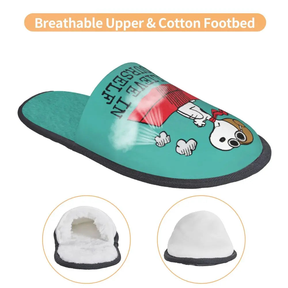 Custom Print Slippers Cartoon Memory Foam Cozy Snoopy Shoes