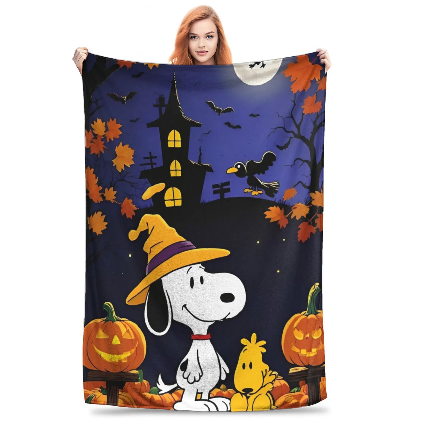 Halloween Pumpkin Cartoon Throw Blanket Snoopy Blanket