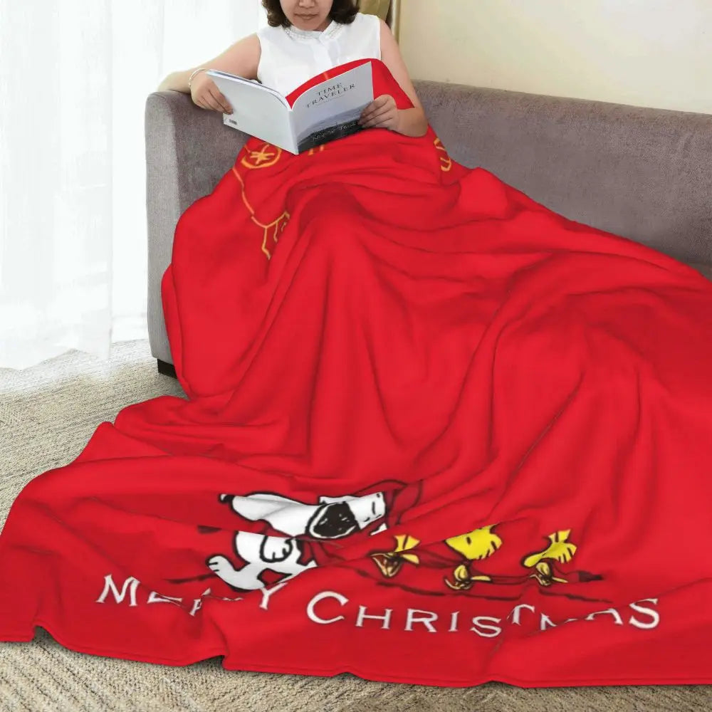 Peanuts Snoopy Christmas Knitted Fleece Throw Snoopy Blanket