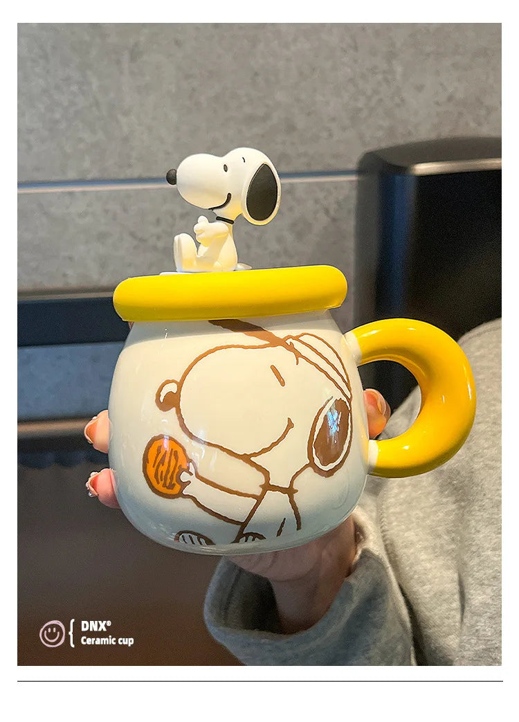 2025 New Ceramic Mug With Straw Snoopy Cup