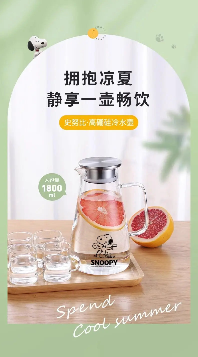 1500 ml Glass Water Jug Snoopy Cup