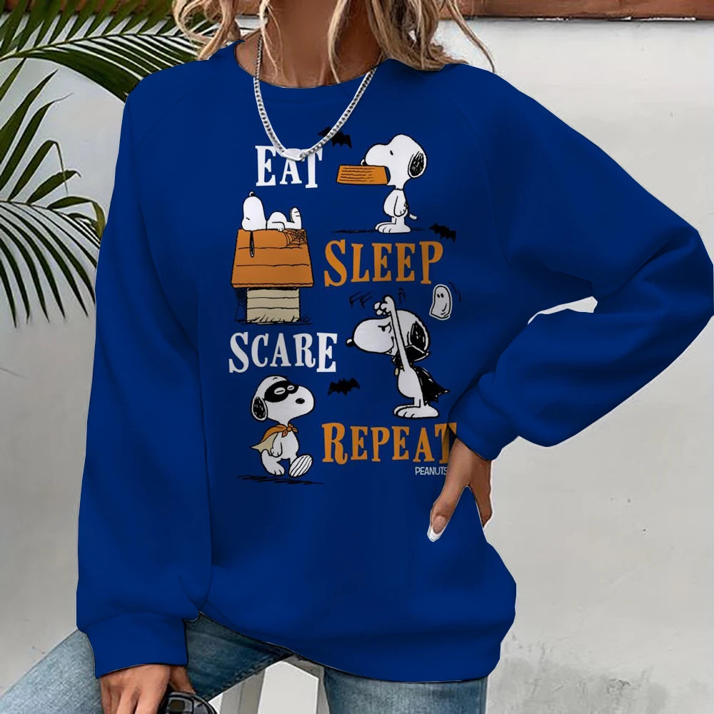 Cartoon Print Sweatshirt Crewneck Snoopy Hoodie