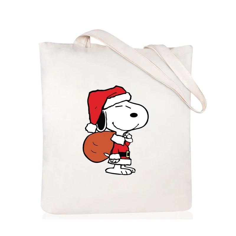 Snoopy Backpack Cartoon Christmas Canvas Tote Large