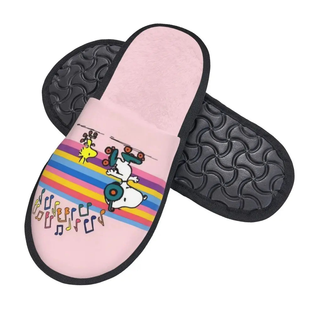Memory Foam Pattern Slippers Faux Fur Snoopy Slippers