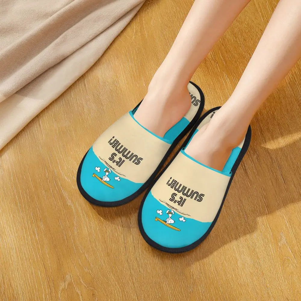 Custom Print Slippers Cartoon Memory Foam Cozy Snoopy Shoes