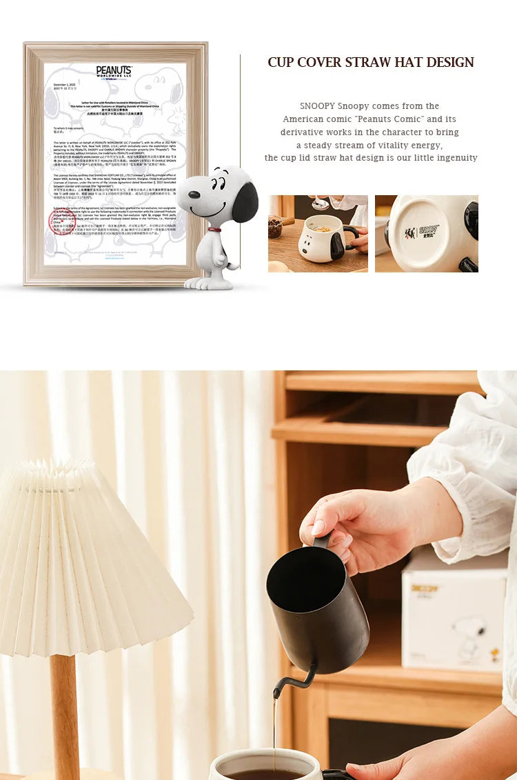 500ml Straw Hat Ceramic Mug Snoopy Cup