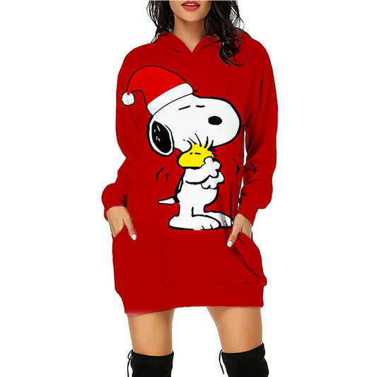 Xmas Casual Long Sleeve Hooded Snoopy Print Snoopy Shirt