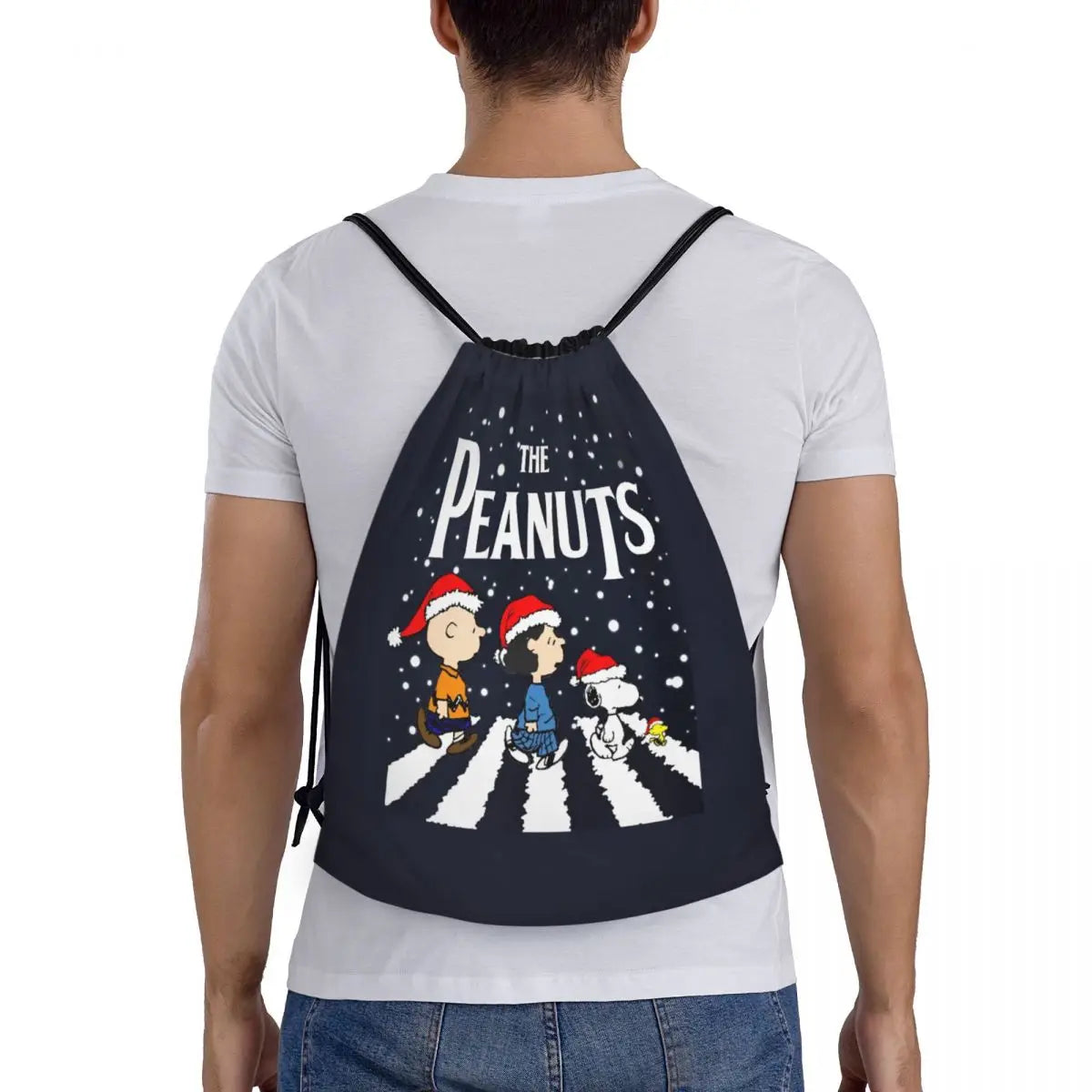 Snoopy Backpack Drawstring Sack Christmas Polyester