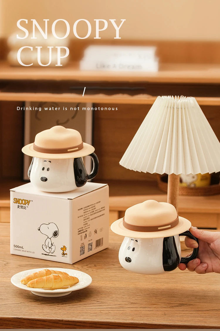 500ml Straw Hat Ceramic Mug Snoopy Cup