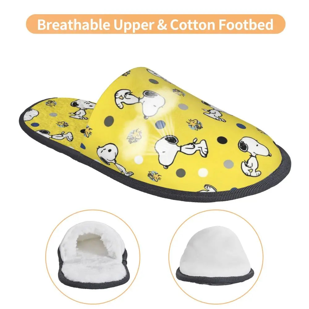 Memory Foam Pattern Slippers Faux Fur Snoopy Slippers