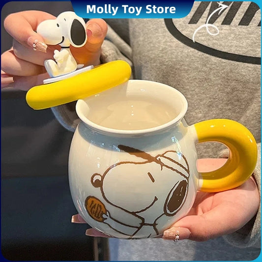 2025 New Ceramic Mug With Straw Snoopy Cup