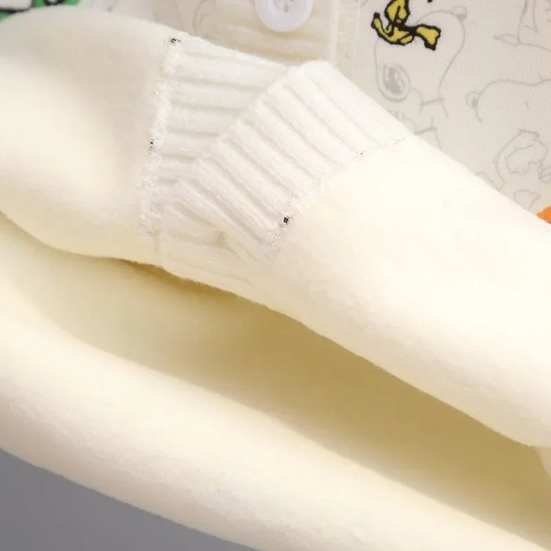 Kids Snoopy Knit Cardigan Winter Snoopy Stuffed Sweatshirt