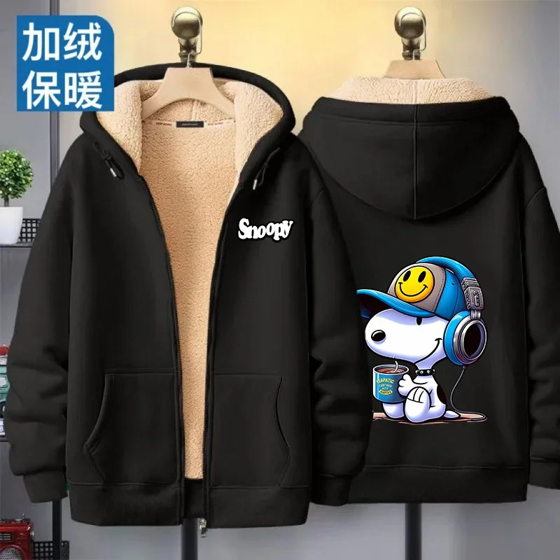 Women Zip Cartoon Sweatshirt Snoopy Hoodie