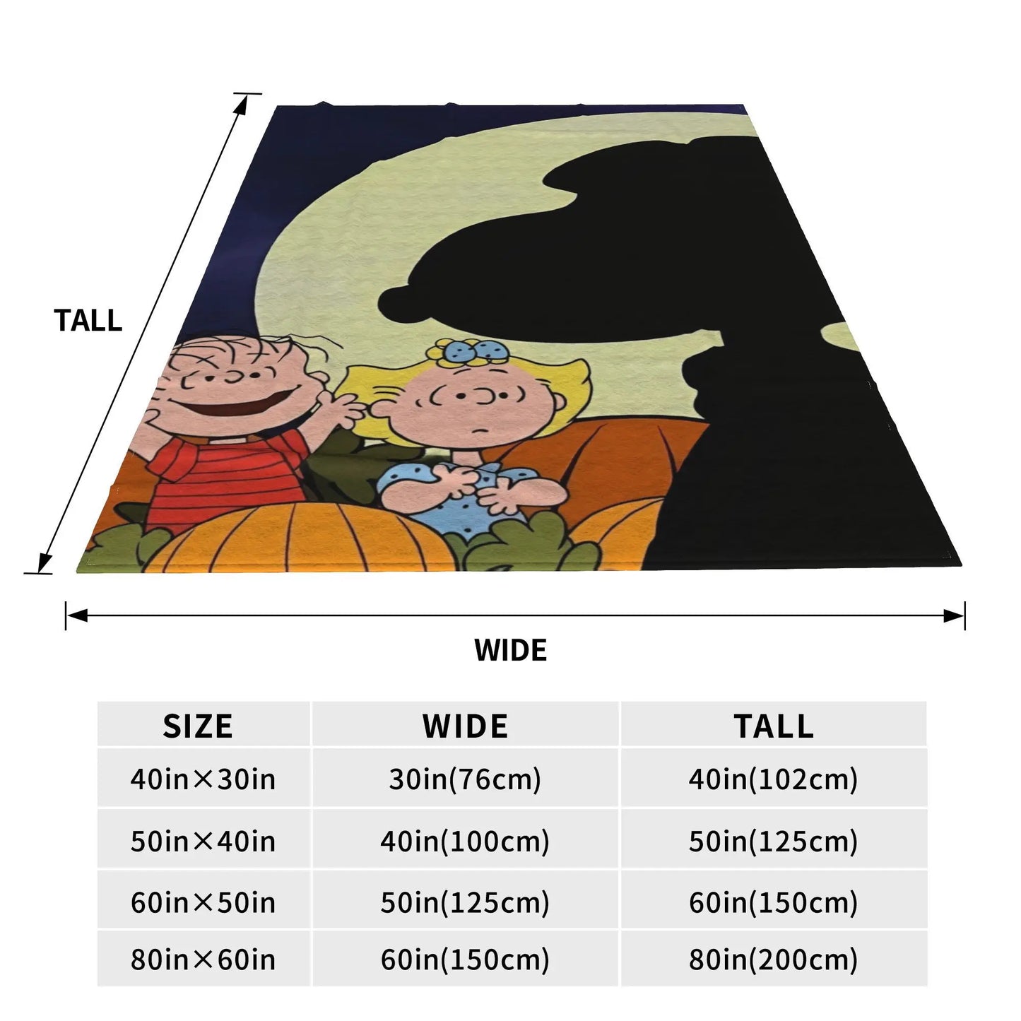 Snoopy Cartoon Halloween Throw 50x60 Plush Snoopy Blanket