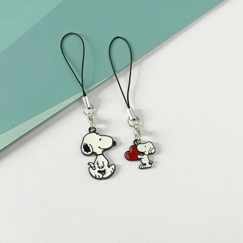 2pcs/set Cartoon Snoopy Necklace Phone Chain Set Anime Action Figures Q Figurals Necklace Decoration Birthday Christmas Gifts