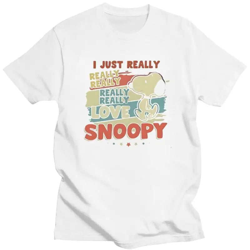 Custom Cute Cartoon Tee For Men Cotton Snoopy Shirt