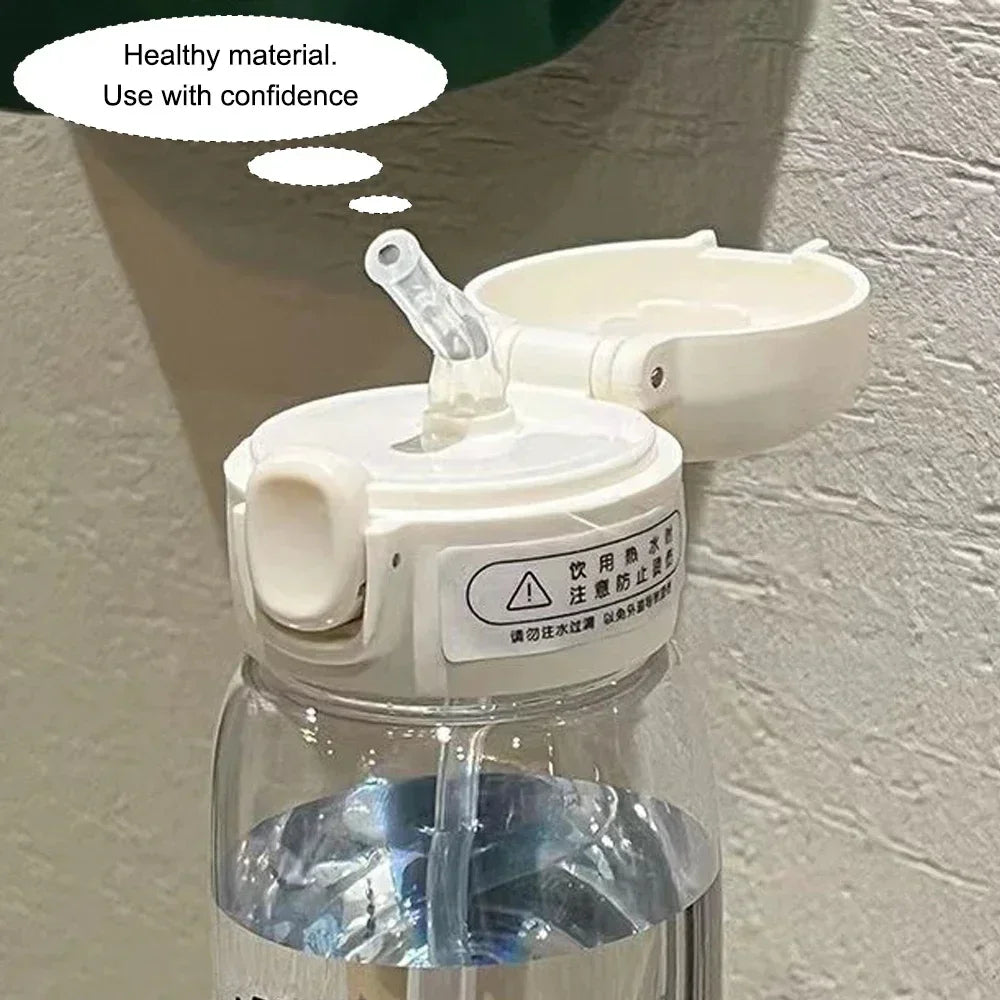 Snoopy Straw Bottles 600ml/400ML Transparent Plastic Anti Drop Water Bottle Children Students Charlie Browns Outdoor Capacity
