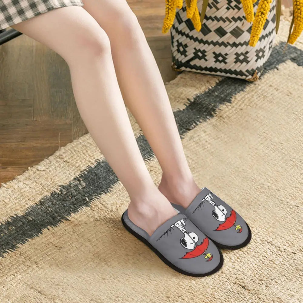 Memory Foam Pattern Slippers Faux Fur Snoopy Slippers