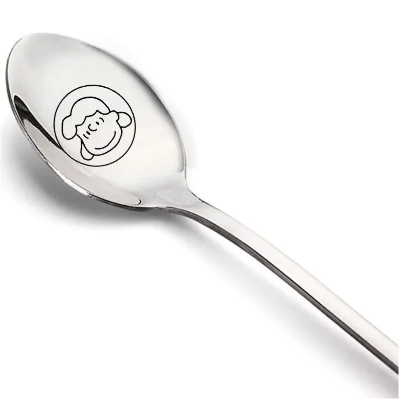 Snoopy Spoon Stainless Steel Baby Cutlery Dessert Cake Ice Cream Cute Cartoon Anime Creative Spoons Kids Birthday party Gift