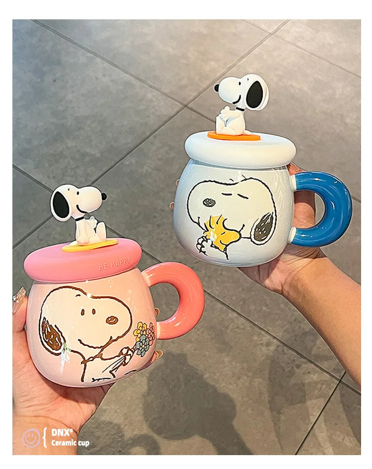 2025 New Ceramic Mug With Straw Snoopy Cup